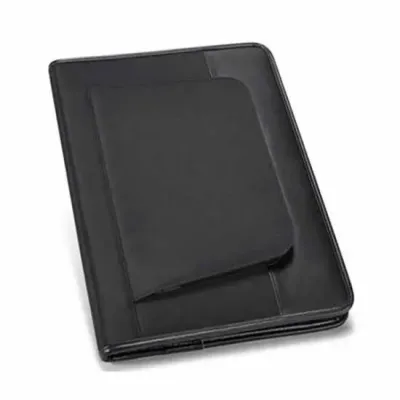 Pasta A4 em Couro Sintético e Microfibra com bolso exterior com zíper 