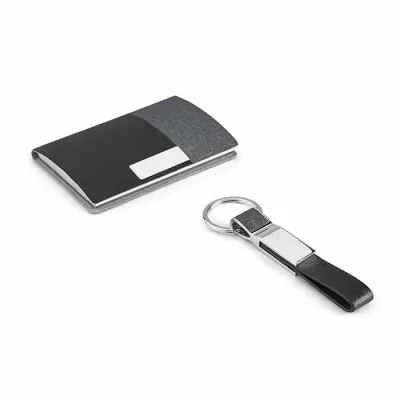 Kit Porta Cartões e Chaveiro de Metal