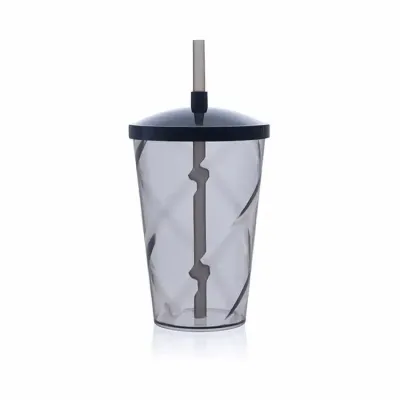 Copo Espiral com Tampa e Canudo