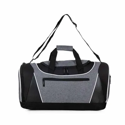 Mala esportiva de poliéster com detalhe em material sintético