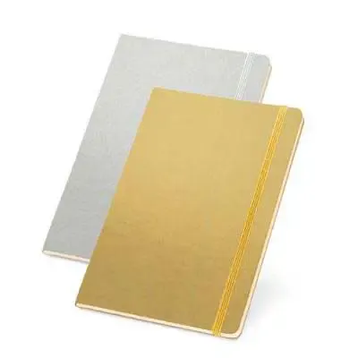 Caderno na cor prata e dourado