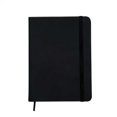 Caderneta na cor preto com elástico