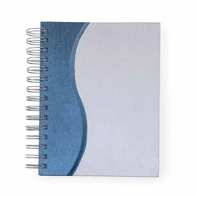 Agenda diária personalizada metalizada com ondulação colorida na lateral- cor azul