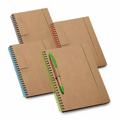 Caderno kraft com espiral colorido
