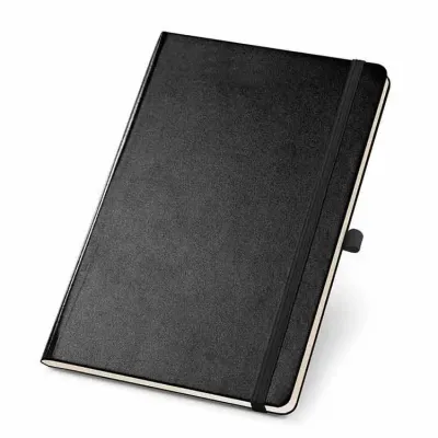 Caderno com elástico e porta caneta
