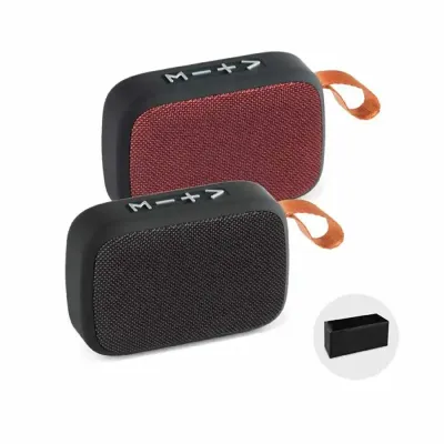 Caixas de som com microfone em duas cores