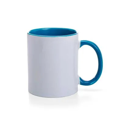 Caneca de cerâmica 325ml branca com detalhes em azul
