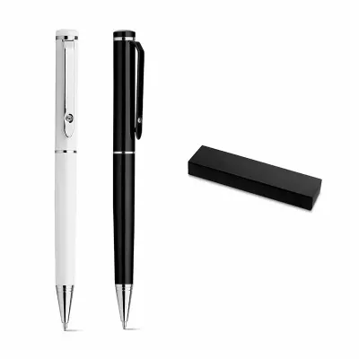 Caneta de metal nas cores preta e branca