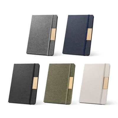 Caderno A5 de capa dura em tecido poliéster 100% reciclado