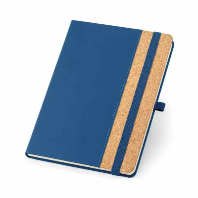 Caderno A5 com capa dura em cortiça e PU azul