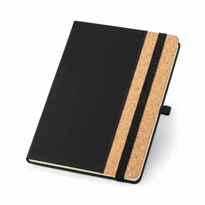 Caderno A5 com capa dura em cortiça e PU preto