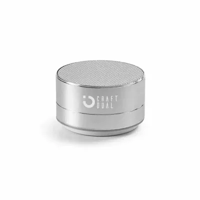 Caixa de som com microfone em alumínio personalizada