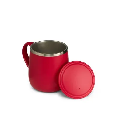 Caneca 370ml parede dupla em Inox - Vermelha