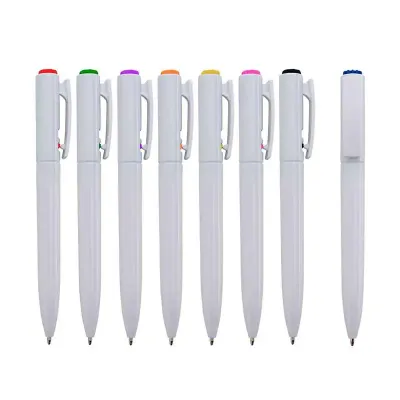 Caneta Plástica com detalhes colorido