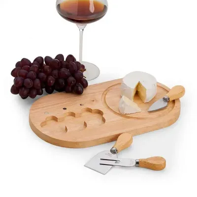 kit queijo 4 peças madeira