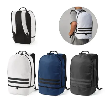 Mochila em 290T poliéster reciclado (100% rPET), em sarja com forro em 210D poliéster reciclado 