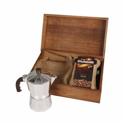 Kit Café com caixa em madeira envelhecida