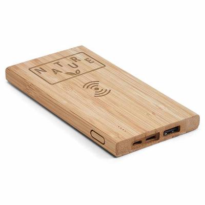 Bateria portátil em bambu Personalizada