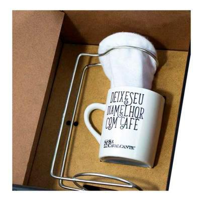 Conjunto Para Café personalizado, caixa contendo suporte para coador, coador para o preparo e 01 xícara de porcelana
