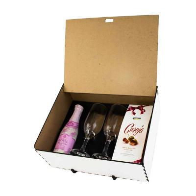Kit Champanhe e chocolate em caixa