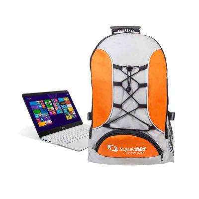 Mochila com porta notebook com bolso frontal inferior, bolso telado na lateral 
