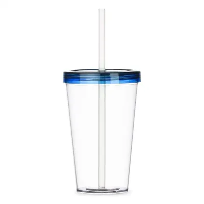 Copo plástico 600ml com tampa azul