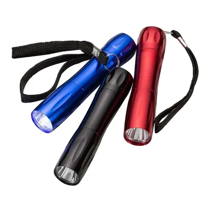 Lanternas de alumínio: azul, preta e vermelha
