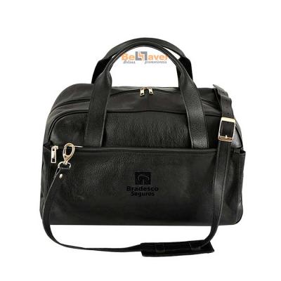 Bolsa de viagem personalizada com alça de mão em e alça de ombro.