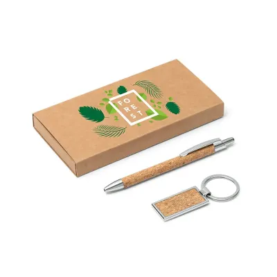 kit caneta e chaveiro cortiça logo