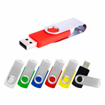 Pen drive giratório com detalhe plástico e metal