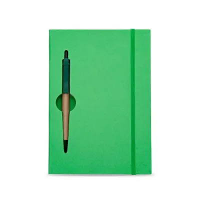 Bloco de anotações ecológico com caneta - cor verde