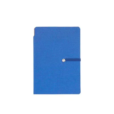 Bloco de anotações azul com elástico