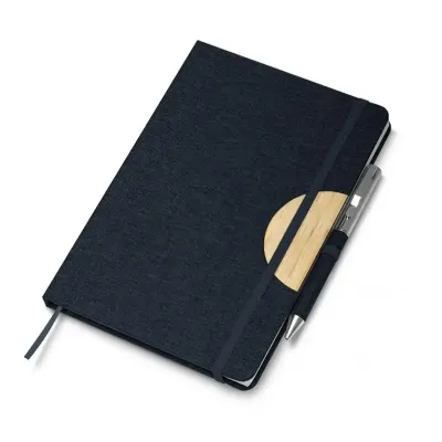 Caderno de anotações com suporte para caneta (com capa reciclável)