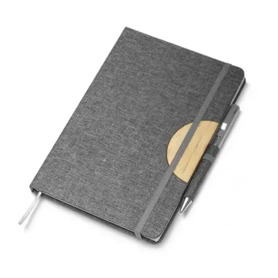 Caderno de anotações com suporte para caneta (com trava em bambu)