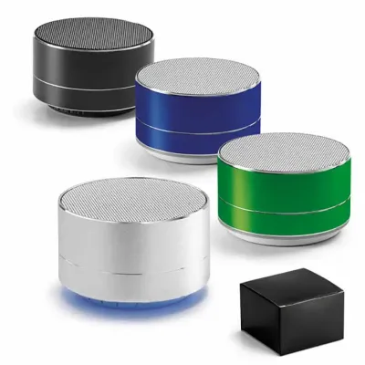 Caixas de som em alumínio em várias cores