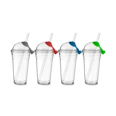 Copo plástico 480ml com tampa e canudo