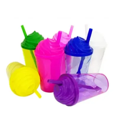 Copos Twister com Tampa e Canudo Chantilly 300ml - cores