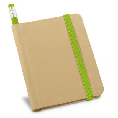 Caderneta com Lápis sem Pauta - elástico verde