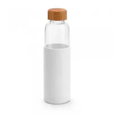 SQUEEZE EM VIDRO COM TAMPA DE BAMBU E LUVA