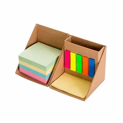 Bloco de anotações com sticky notes formato cubo, abre e fecha em diagonal. Possui 5 blocos auto-...