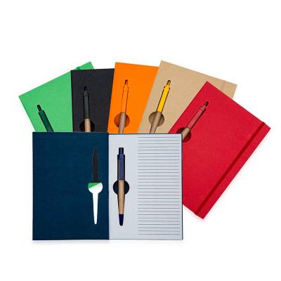 Bloco de anotações ecológico colorido com caneta