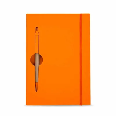 Bloco de notas ecológico laranja com caneta