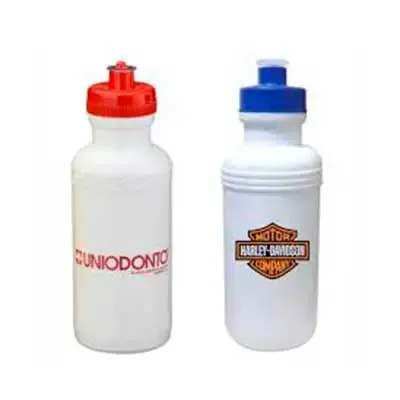 Squeeze 500ml de plástico resistente, possui detalhe em relevo na parte superior e tampa de bico(...