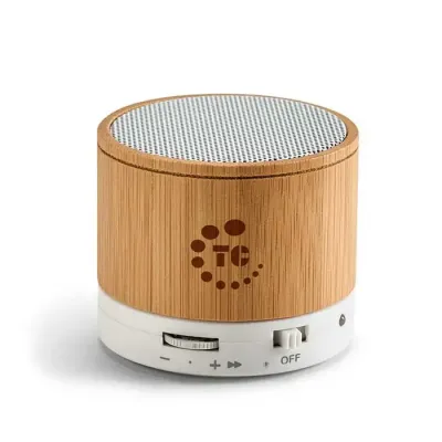 Caixa de som de bambu com personalização