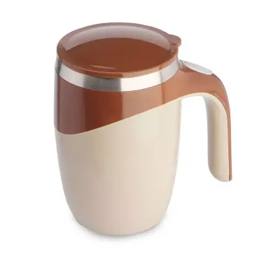Caneca plástica mixer em aço inox marrom
