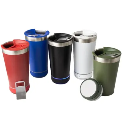 Copo inox com caixa de som - opções de cores