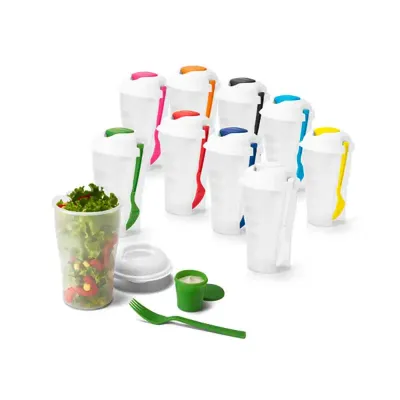 Copo para sala com garfo e molheira coloridos