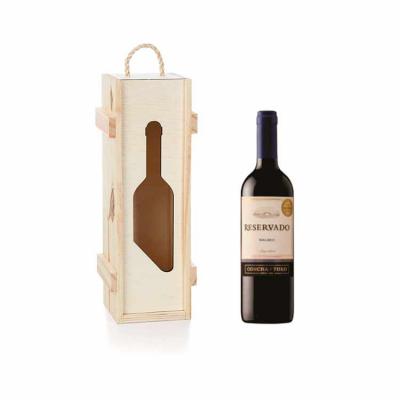 Tiff Brindes - Kit Vinho com Porta Vinho de Madeira Personalizado