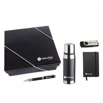 Kit boas vindas com, caderneta, pendrive, garrafa e caneta