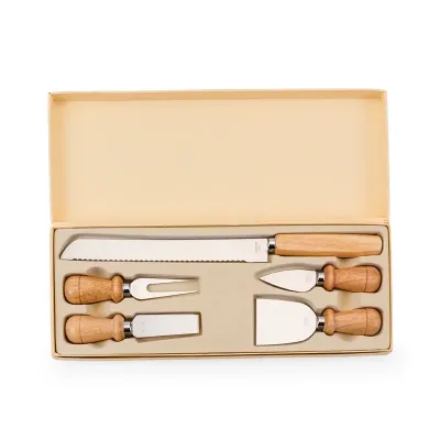 Kit queijo com cinco peças em estojo de papelão
